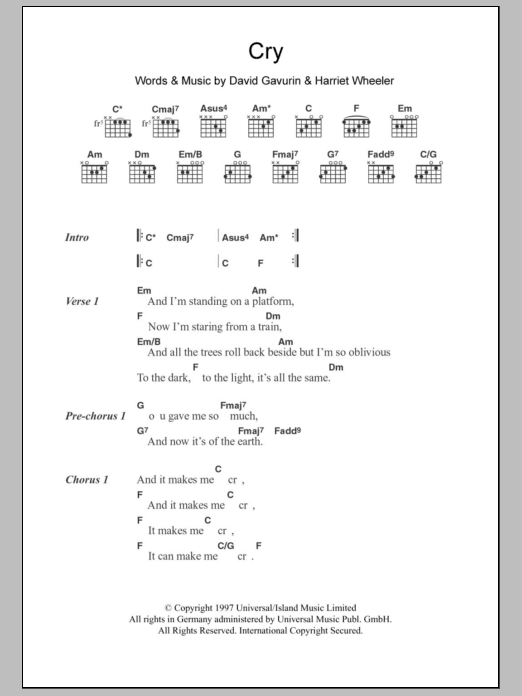 Download The Sundays Cry Sheet Music and learn how to play Lyrics & Chords PDF digital score in minutes