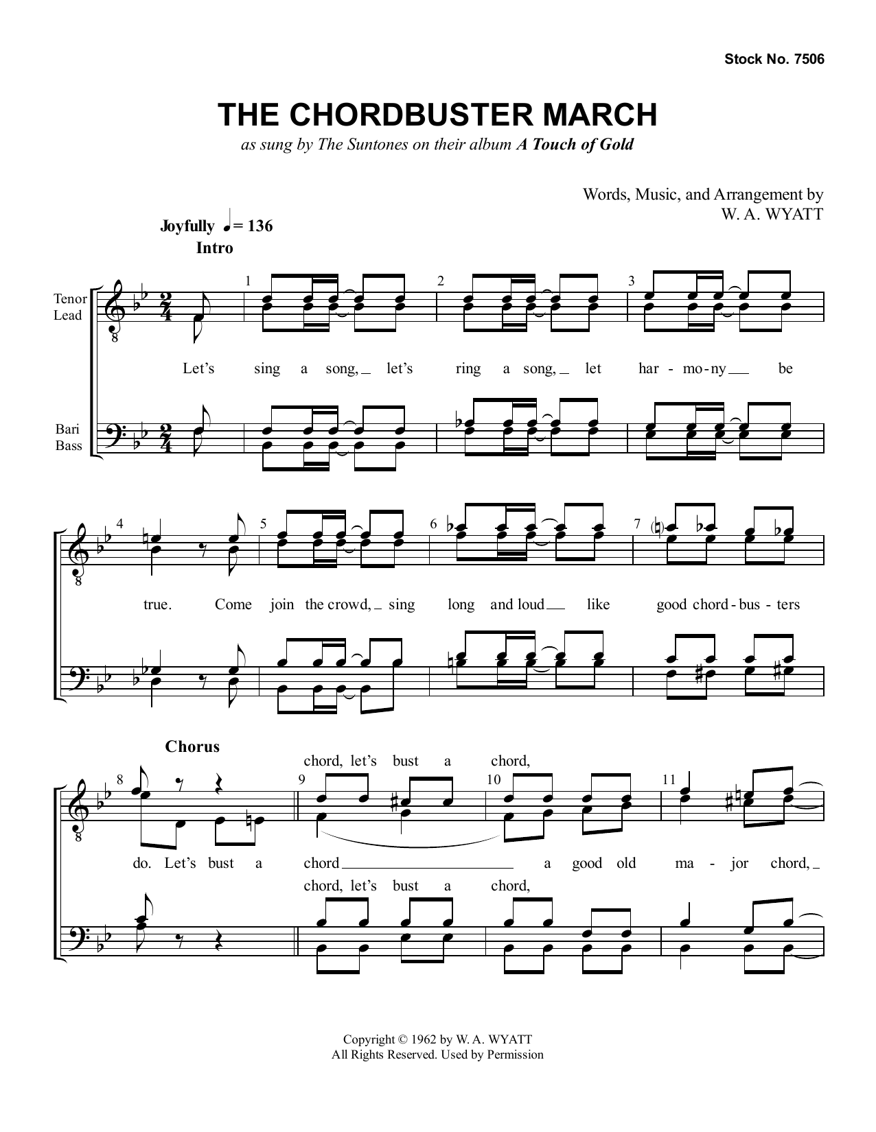 Download The Suntones The Chordbuster March Sheet Music and learn how to play SATB Choir PDF digital score in minutes