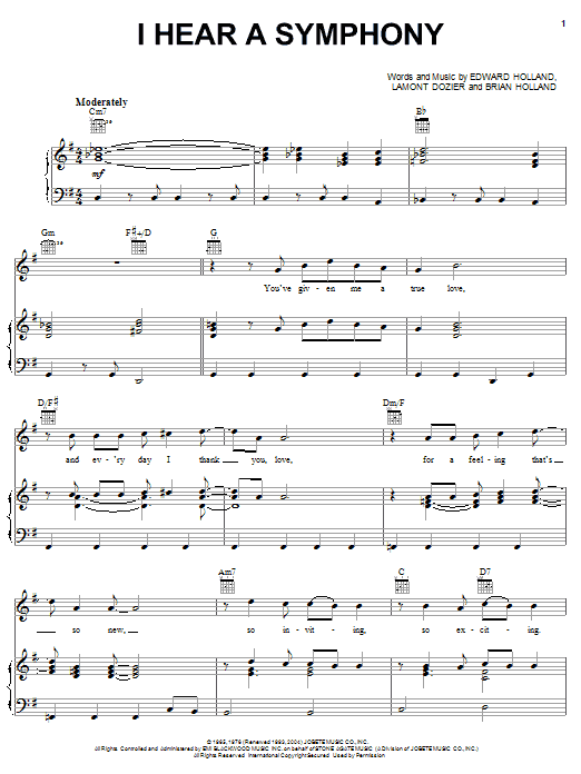 Download The Supremes I Hear A Symphony Sheet Music and learn how to play Melody Line, Lyrics & Chords PDF digital score in minutes