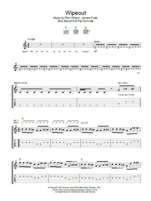 Download The Surfaris Wipe Out Sheet Music and learn how to play Guitar Tab PDF digital score in minutes