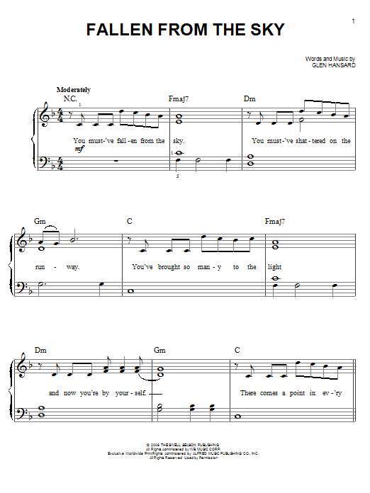 Download The Swell Season Fallen From The Sky Sheet Music and learn how to play Easy Guitar Tab PDF digital score in minutes