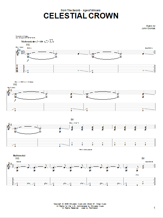 Download The Sword Celestial Crown Sheet Music and learn how to play Guitar Tab PDF digital score in minutes