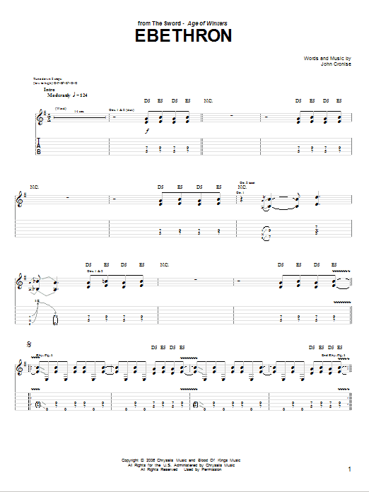 Download The Sword Ebethron Sheet Music and learn how to play Guitar Tab PDF digital score in minutes