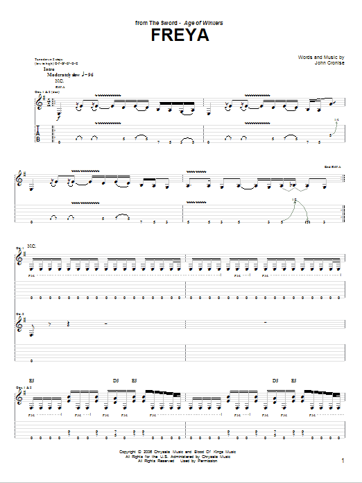 Download The Sword Freya Sheet Music and learn how to play Guitar Tab PDF digital score in minutes