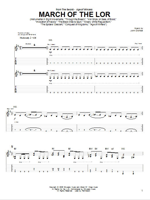 Download The Sword March Of The Lor Sheet Music and learn how to play Guitar Tab PDF digital score in minutes