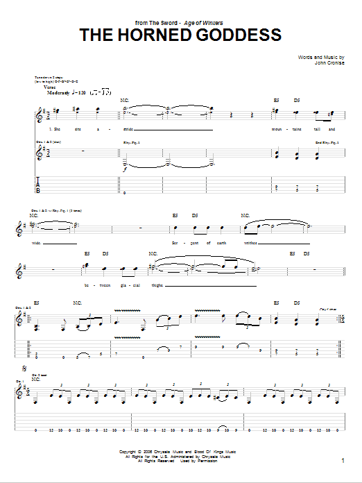 Download The Sword The Horned Goddess Sheet Music and learn how to play Guitar Tab PDF digital score in minutes