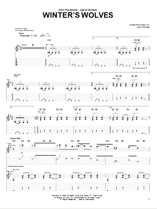 Download The Sword Winter's Wolves Sheet Music and learn how to play Guitar Tab PDF digital score in minutes