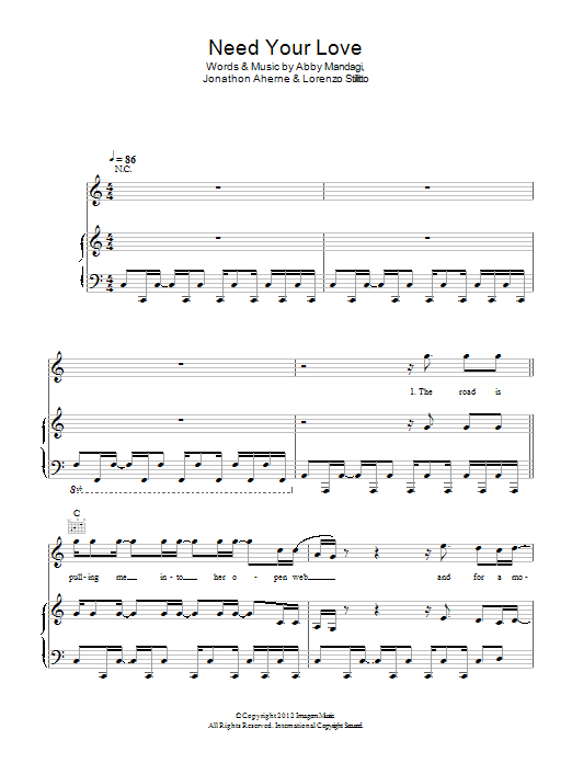 Download The Temper Trap Need Your Love Sheet Music and learn how to play Piano, Vocal & Guitar (Right-Hand Melody) PDF digital score in minutes