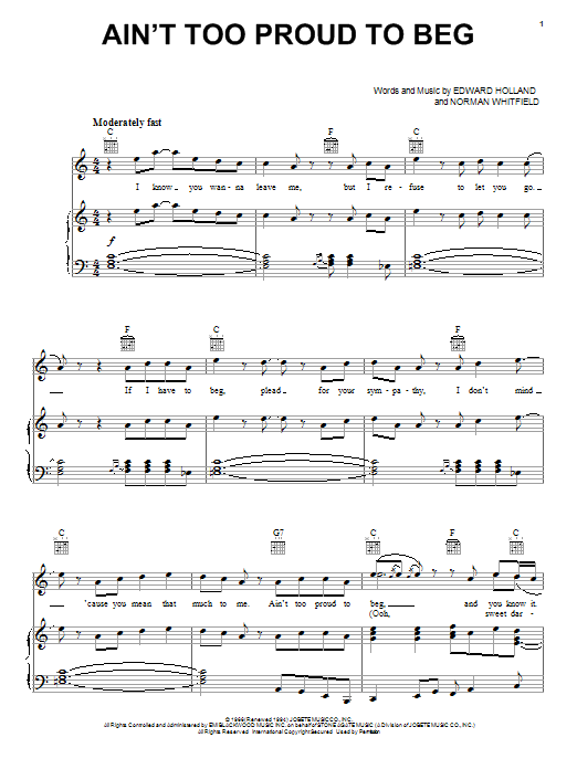 Download The Temptations Ain't Too Proud To Beg Sheet Music and learn how to play Alto Saxophone PDF digital score in minutes