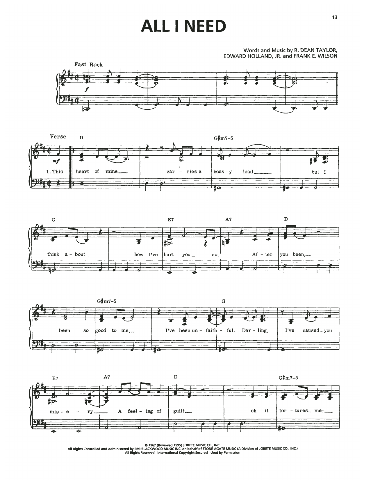 Download The Temptations All I Need Sheet Music and learn how to play Piano, Vocal & Guitar Chords (Right-Hand Melody) PDF digital score in minutes