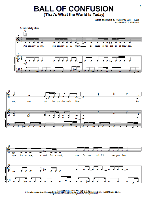 Download The Temptations Ball Of Confusion (That's What The World Is Today) Sheet Music and learn how to play Easy Guitar PDF digital score in minutes