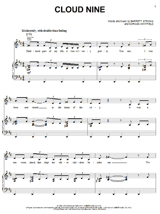 Download The Temptations Cloud Nine Sheet Music and learn how to play Easy Guitar PDF digital score in minutes
