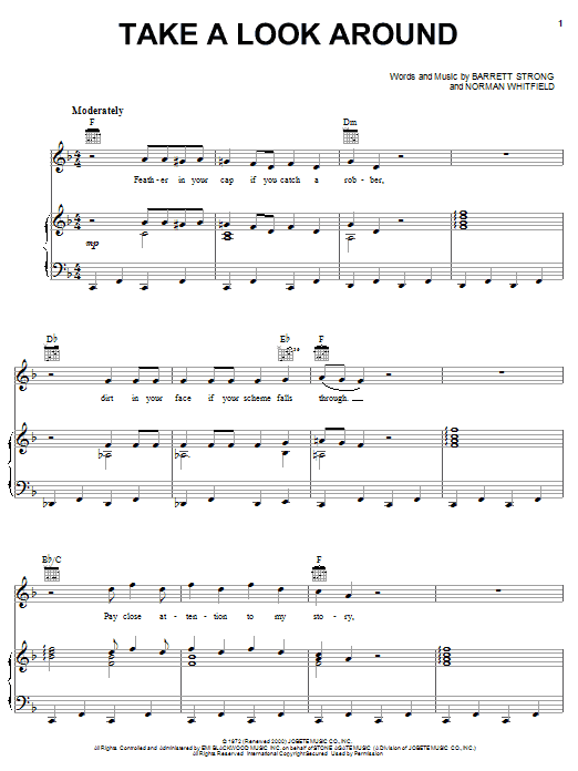 Download The Temptations Take A Look Around Sheet Music and learn how to play Piano, Vocal & Guitar (Right-Hand Melody) PDF digital score in minutes