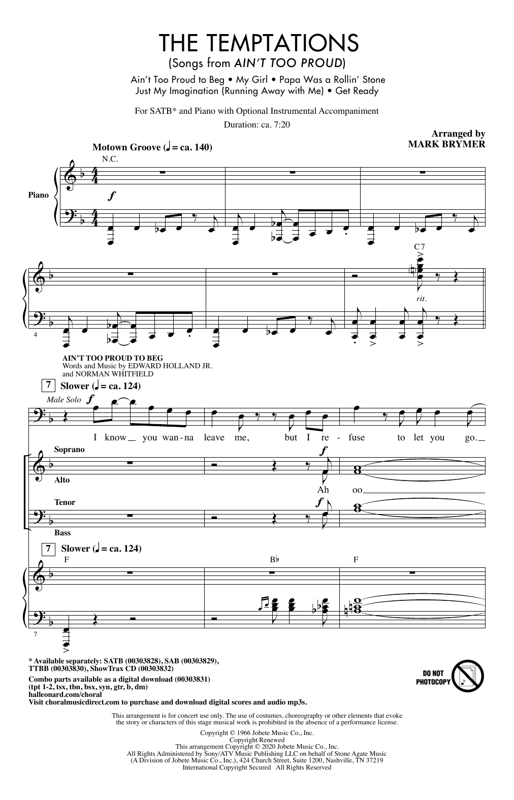 Download The Temptations The Temptations (Songs from Ain't Too Proud) (arr. Mark Brymer) Sheet Music and learn how to play SATB Choir PDF digital score in minutes