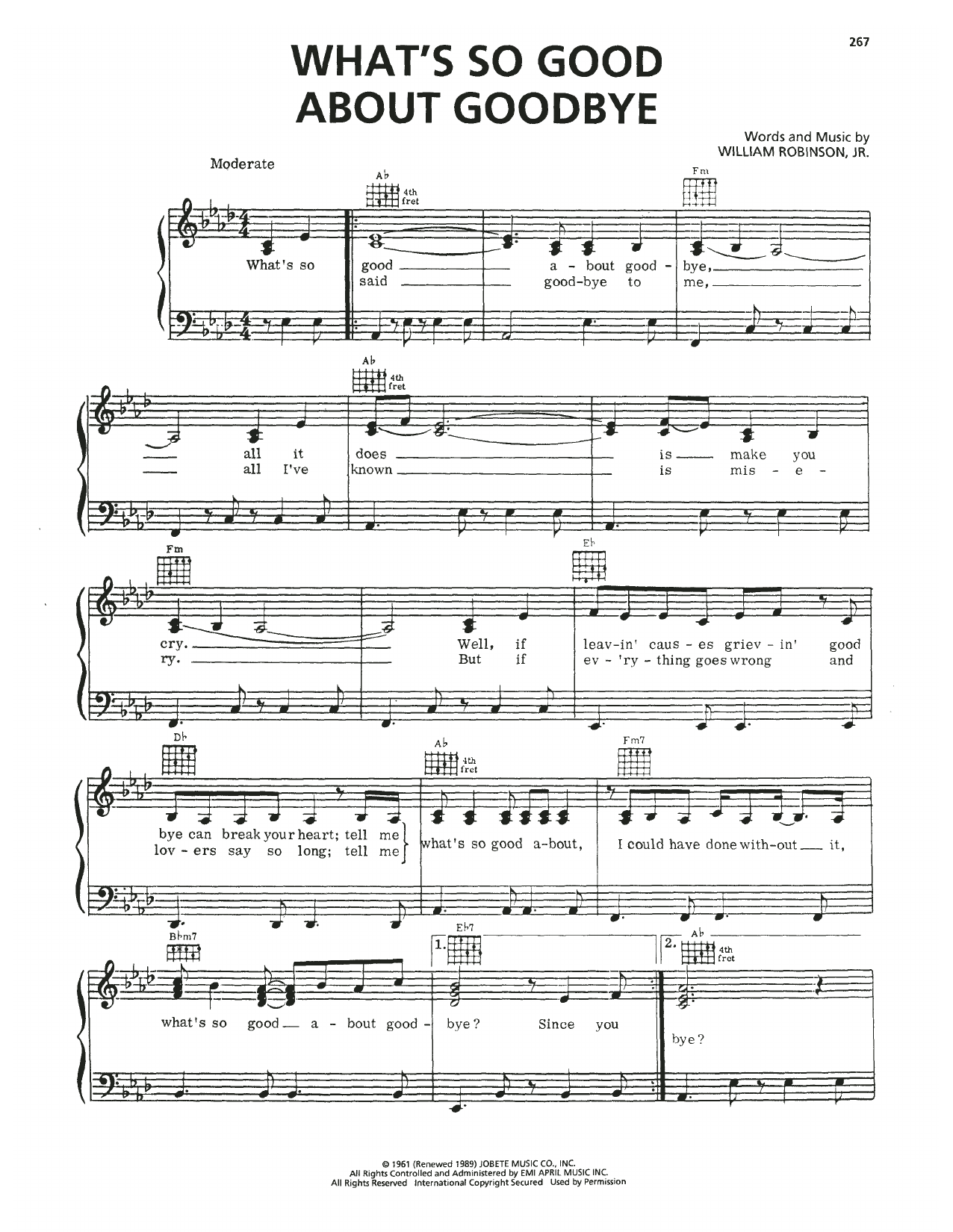 Download The Temptations What's So Good About Goodbye Sheet Music and learn how to play Piano, Vocal & Guitar Chords (Right-Hand Melody) PDF digital score in minutes