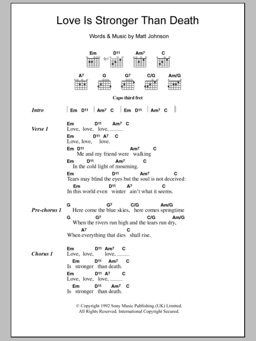 Download The The Love Is Stronger Than Death Sheet Music and learn how to play Lyrics & Chords PDF digital score in minutes