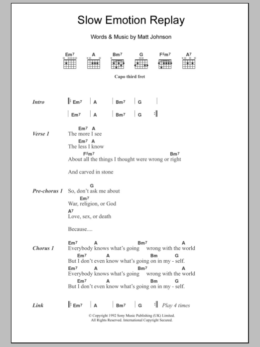 Download The The Slow Emotion Replay Sheet Music and learn how to play Lyrics & Chords PDF digital score in minutes