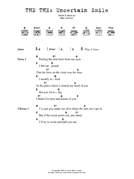 Download The The Uncertain Smile Sheet Music and learn how to play Lyrics & Chords PDF digital score in minutes