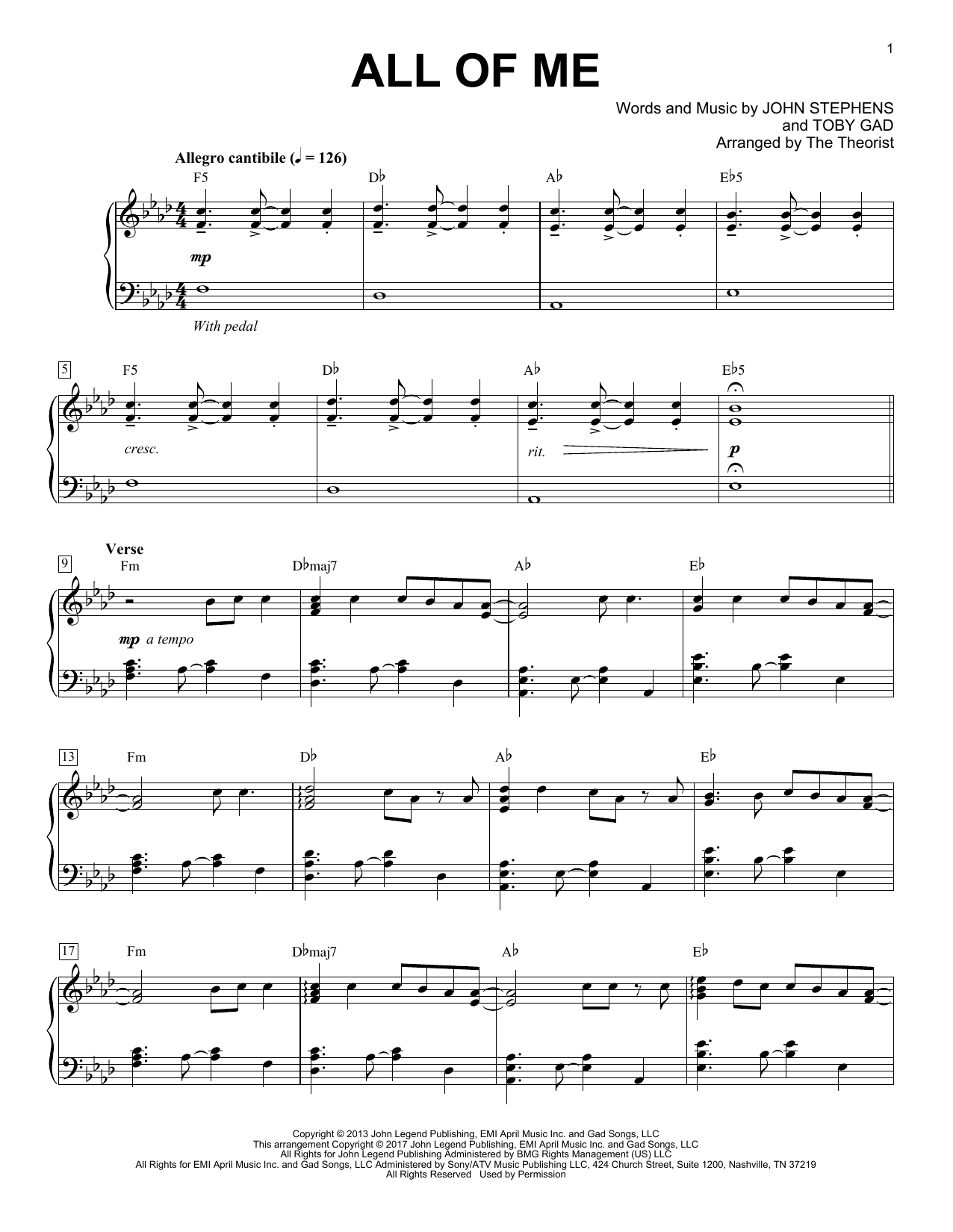 Download The Theorist All Of Me Sheet Music and learn how to play Piano Solo PDF digital score in minutes