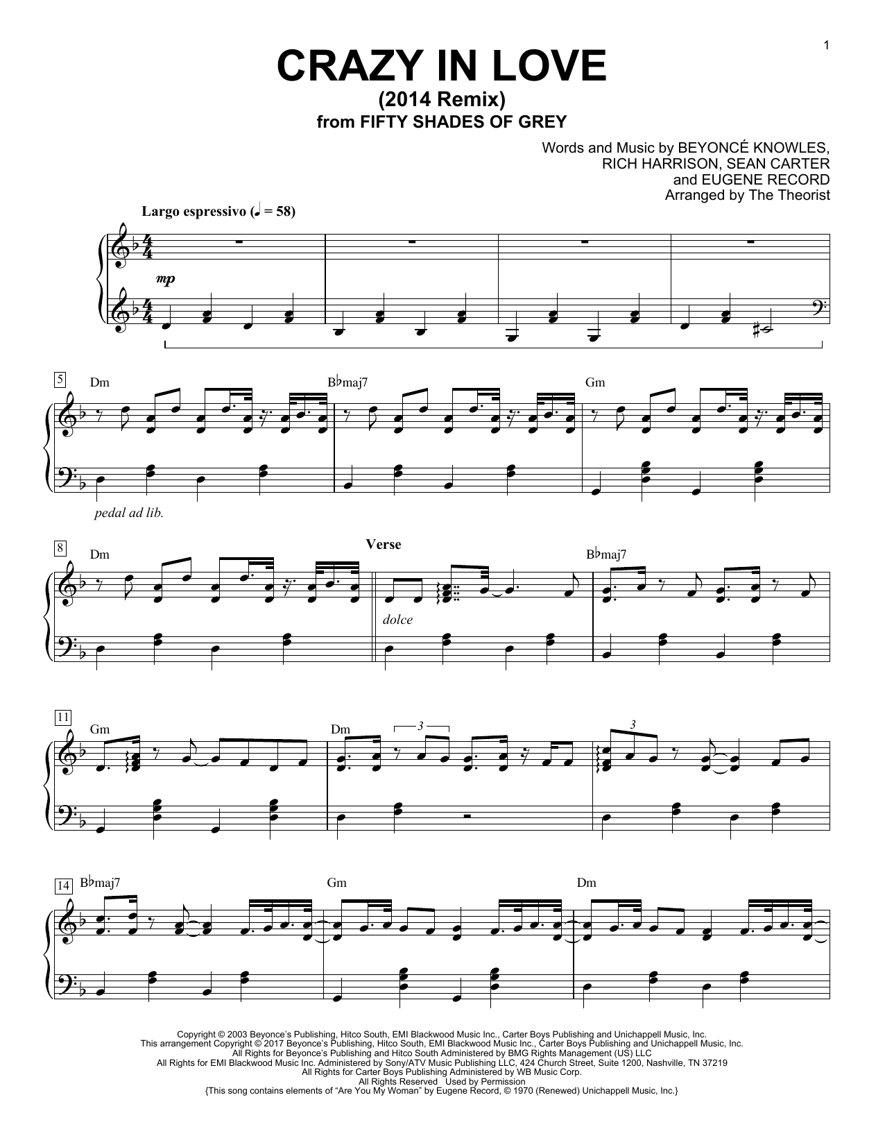 Download The Theorist Crazy In Love Sheet Music and learn how to play Piano Solo PDF digital score in minutes