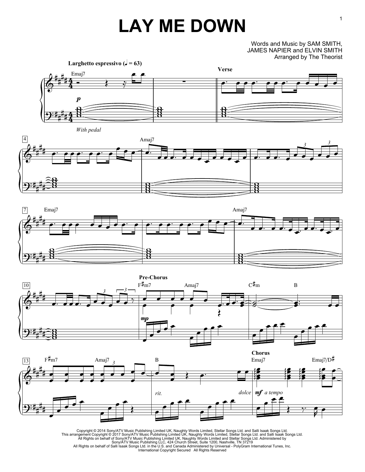 Download The Theorist Lay Me Down Sheet Music and learn how to play Piano Solo PDF digital score in minutes