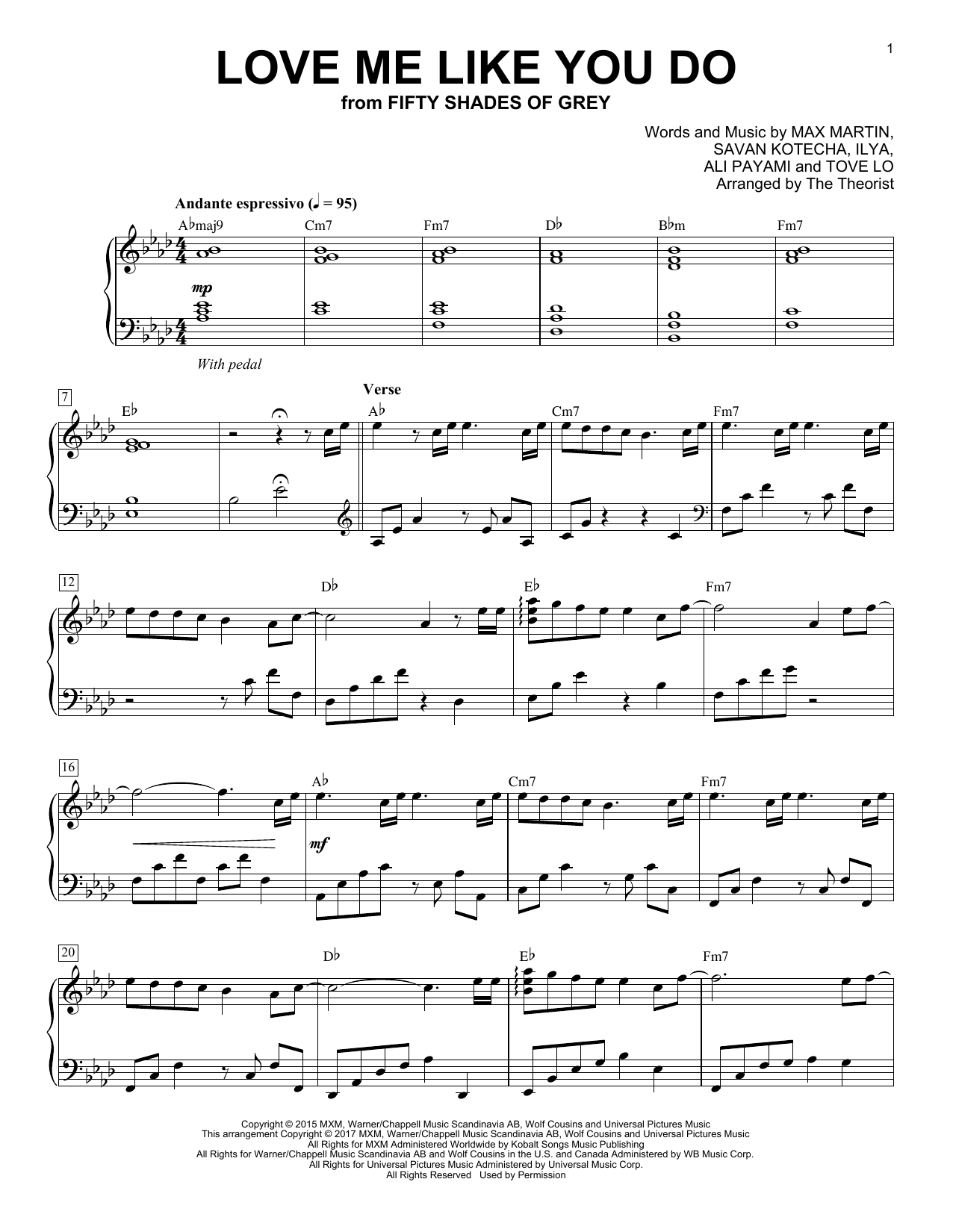 Download The Theorist Love Me Like You Do Sheet Music and learn how to play Piano Solo PDF digital score in minutes