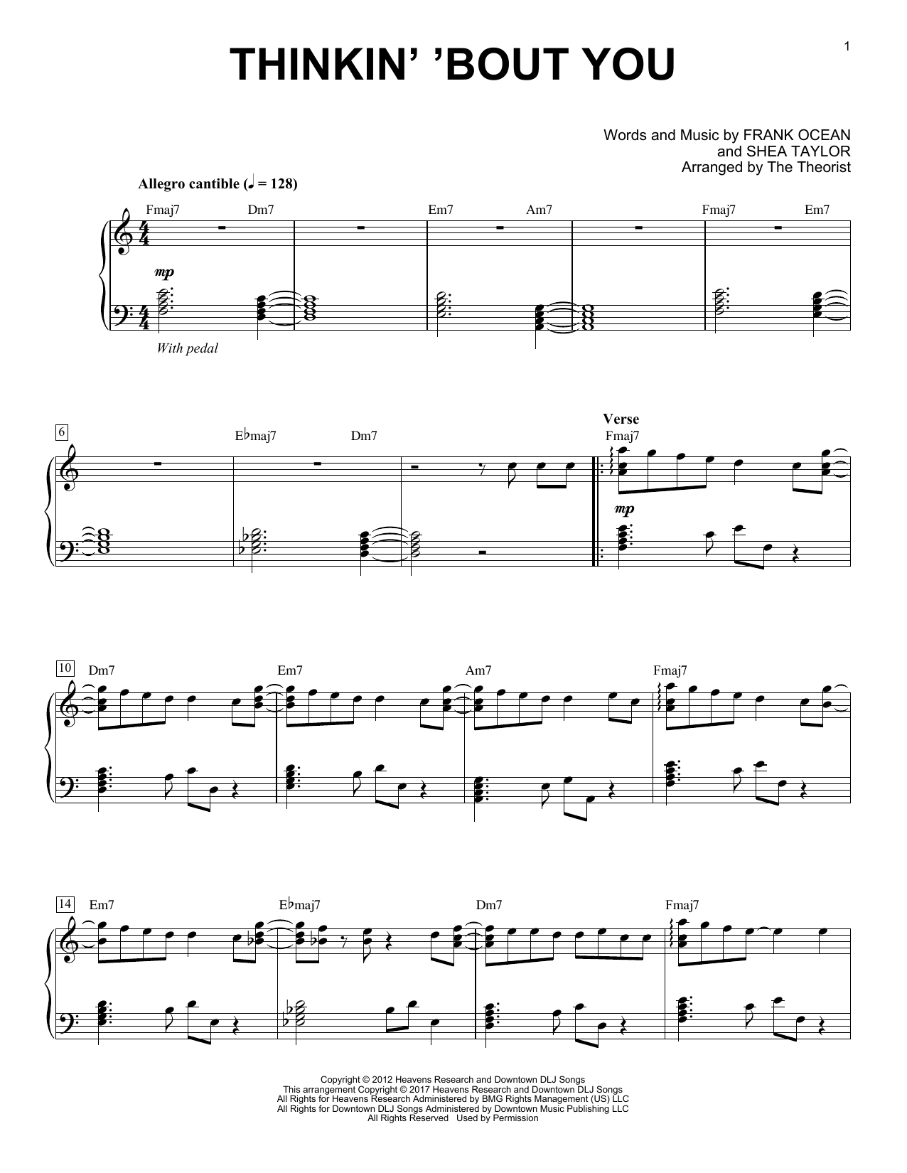 Download The Theorist Thinkin' 'Bout You Sheet Music and learn how to play Piano Solo PDF digital score in minutes