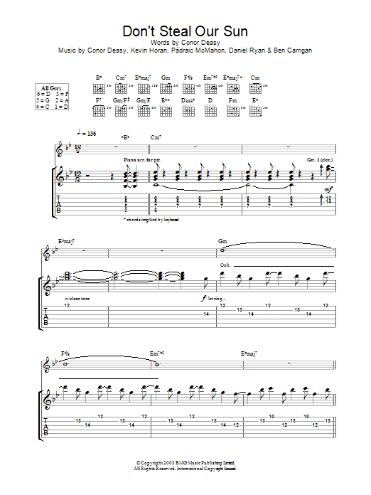 Download The Thrills Don't Steal Our Sun Sheet Music and learn how to play Guitar Tab PDF digital score in minutes