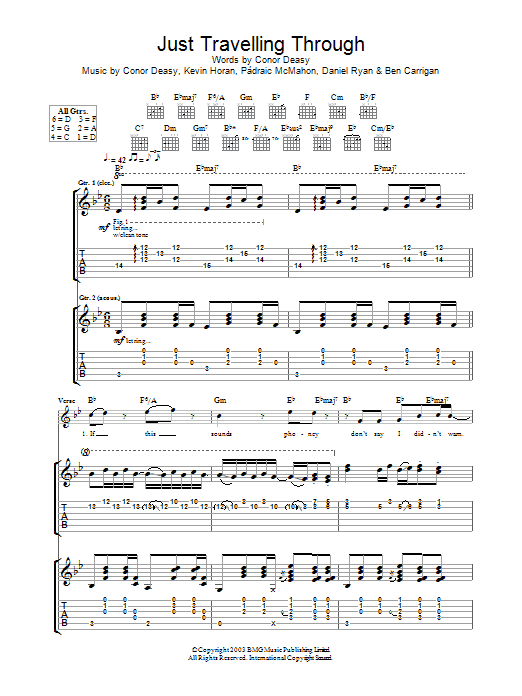 Download The Thrills Just Travelling Through Sheet Music and learn how to play Guitar Tab PDF digital score in minutes