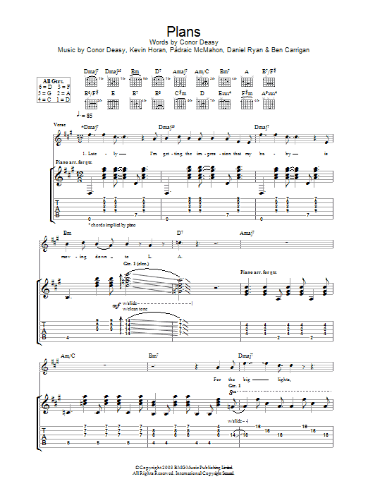 Download The Thrills Plans Sheet Music and learn how to play Guitar Tab PDF digital score in minutes