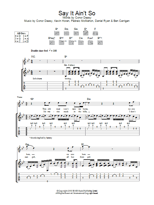 Download The Thrills Say It Ain't So Sheet Music and learn how to play Guitar Tab PDF digital score in minutes