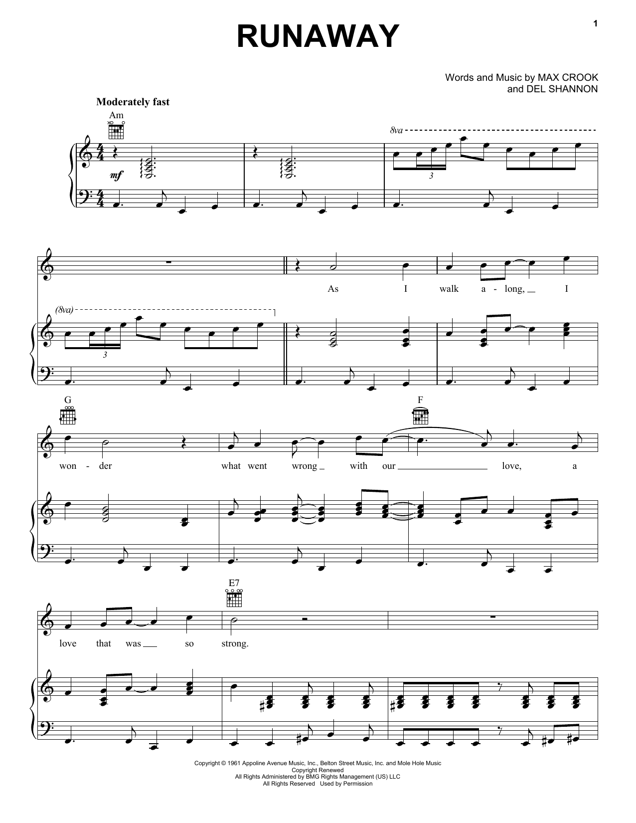 Download The Traveling Wilburys Runaway Sheet Music and learn how to play Piano, Vocal & Guitar (Right-Hand Melody) PDF digital score in minutes