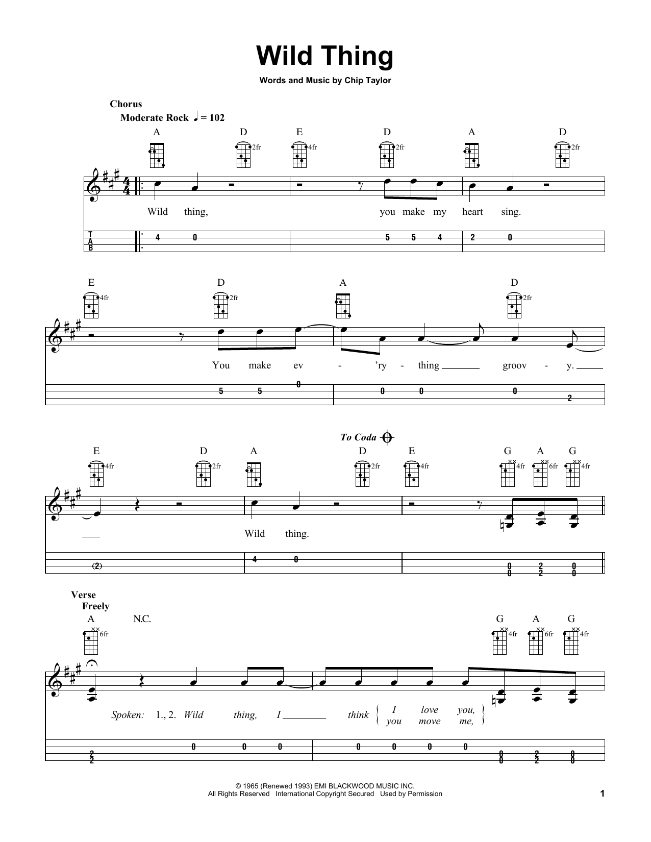 Download The Troggs Wild Thing (arr. Bobby Westfall) Sheet Music and learn how to play Mandolin PDF digital score in minutes