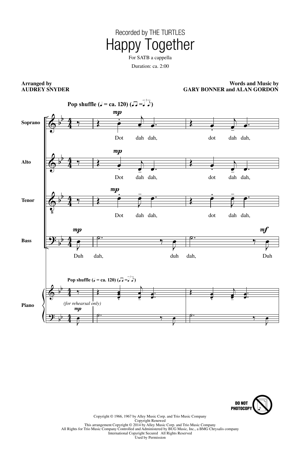 Download Audrey Snyder Happy Together Sheet Music and learn how to play SATB PDF digital score in minutes