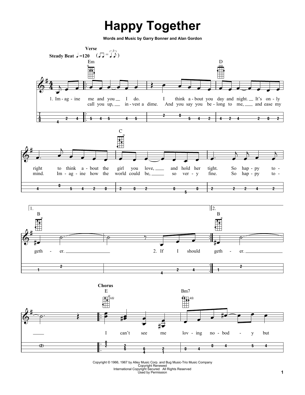 Download The Turtles Happy Together (arr. Bobby Westfall) Sheet Music and learn how to play Mandolin PDF digital score in minutes