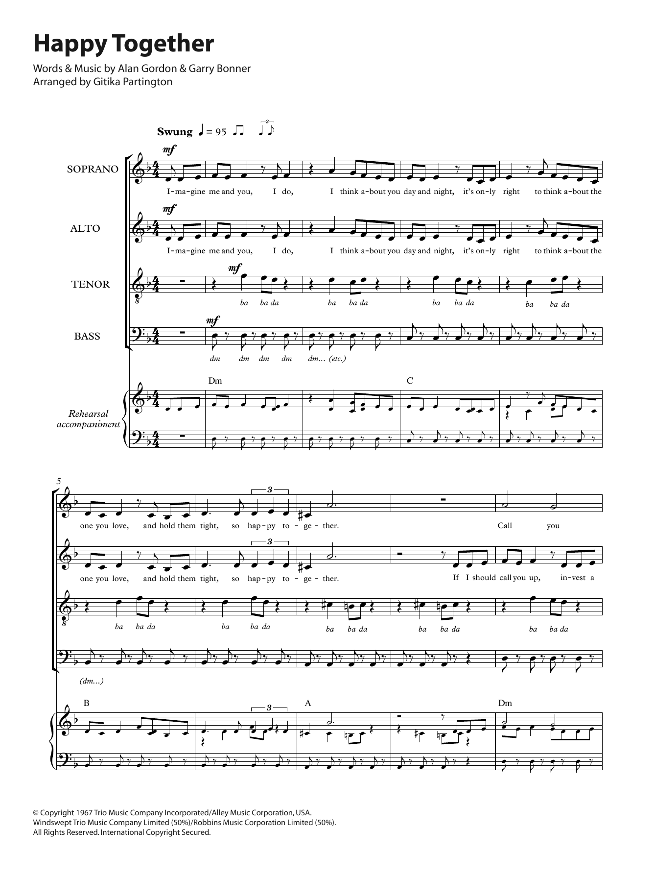 Download The Turtles Happy Together (arr. Gitika Partington) Sheet Music and learn how to play SATB PDF digital score in minutes