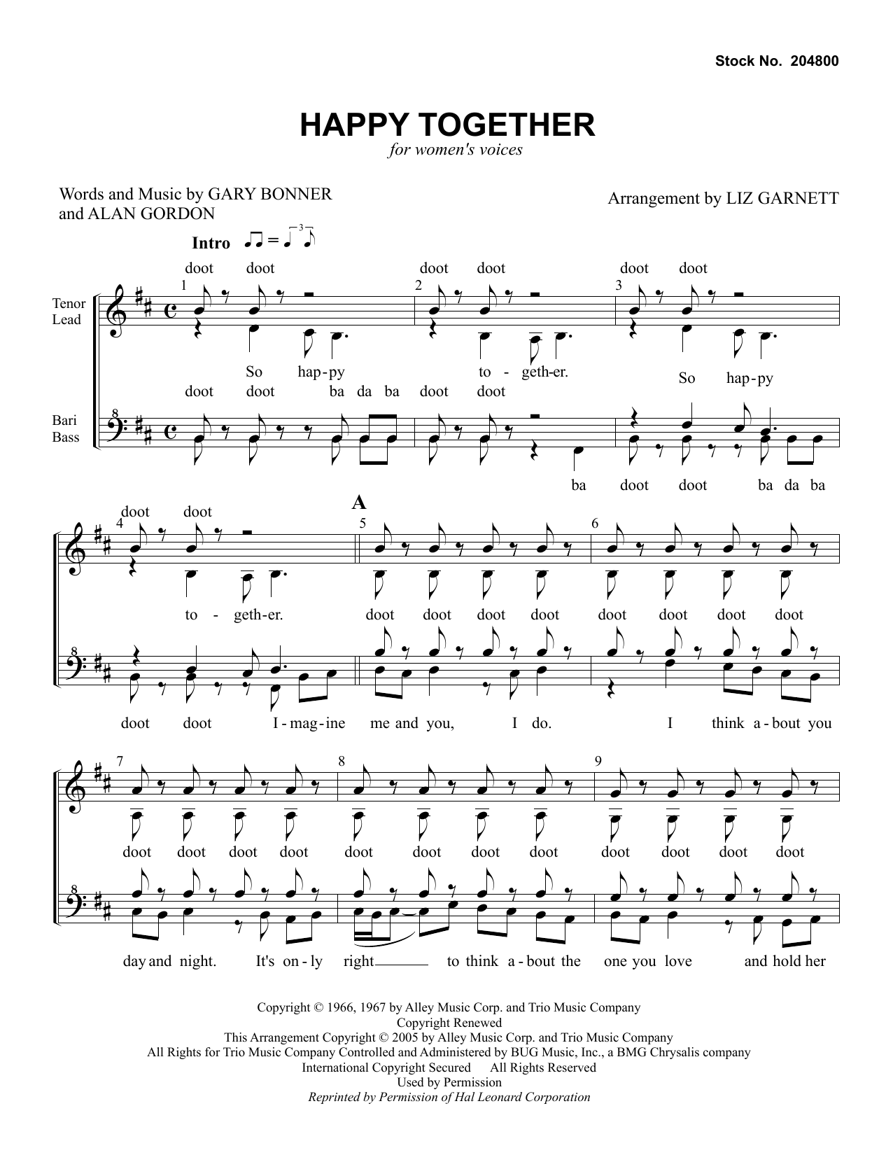 Download The Turtles Happy Together (arr. Liz Garnett) Sheet Music and learn how to play TTBB Choir PDF digital score in minutes