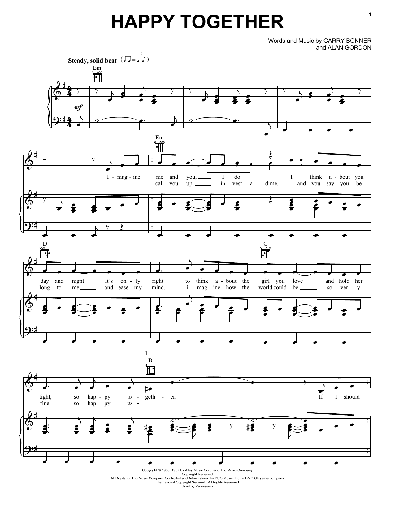 Download The Turtles Sheet Music and learn how to play Piano, Vocal & Guitar (Right-Hand Melody) PDF score in minutes