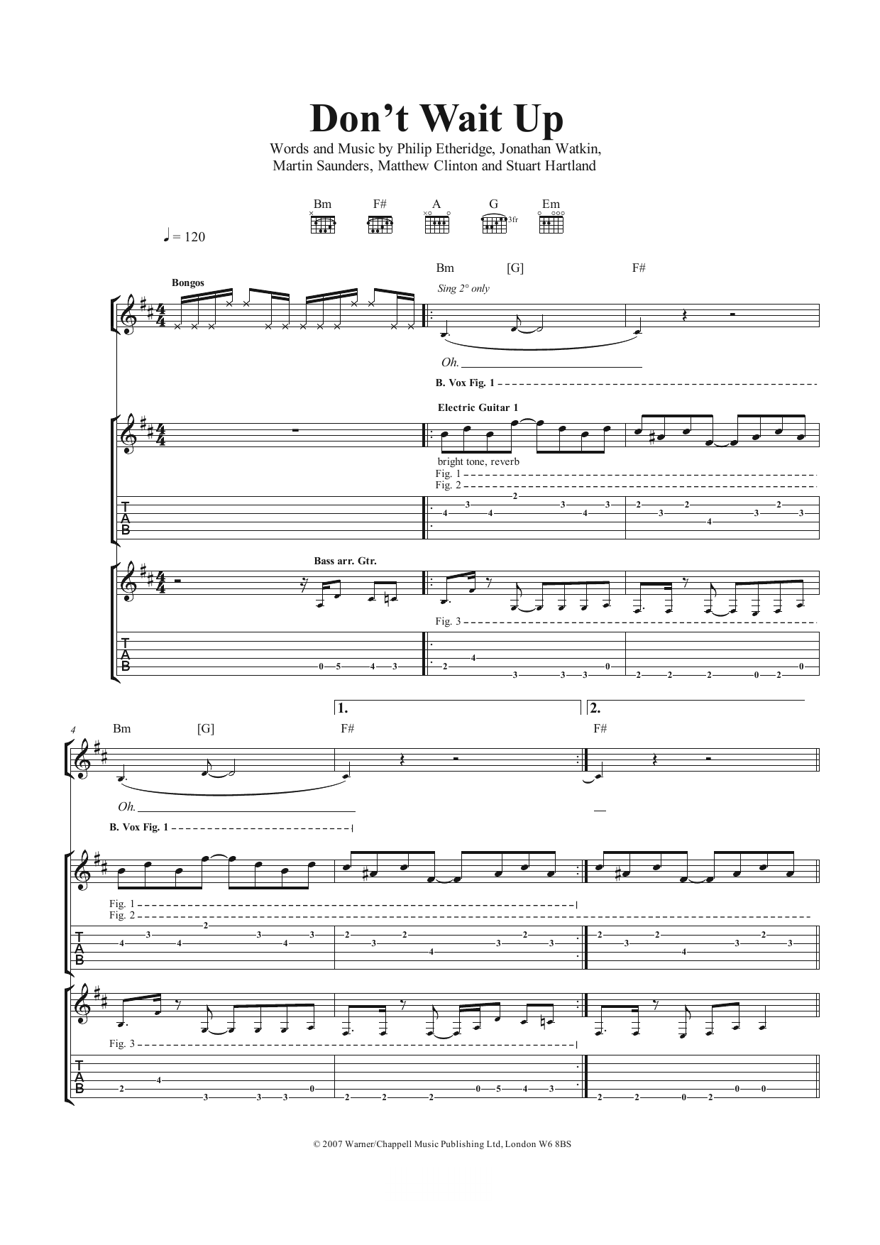 Download The Twang Don't Wait Up Sheet Music and learn how to play Guitar Tab PDF digital score in minutes