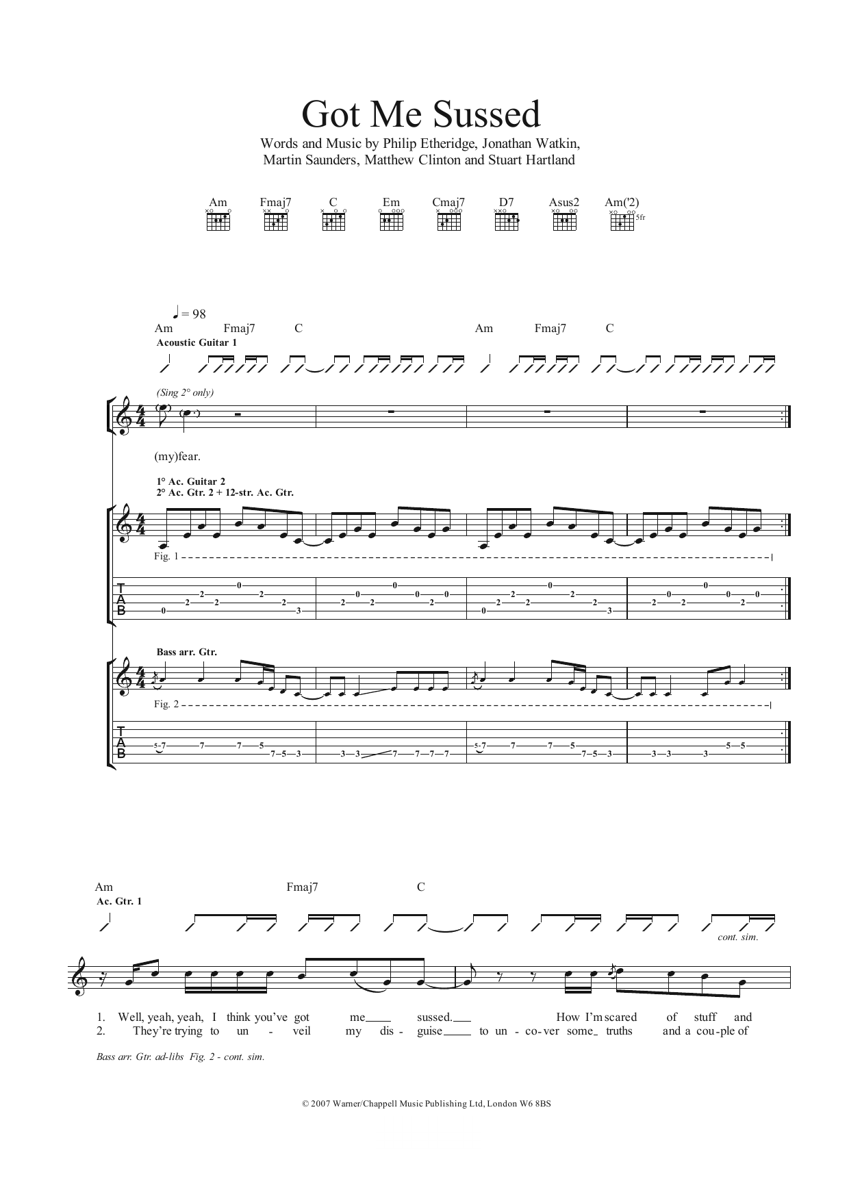 Download The Twang Got Me Sussed Sheet Music and learn how to play Guitar Tab PDF digital score in minutes