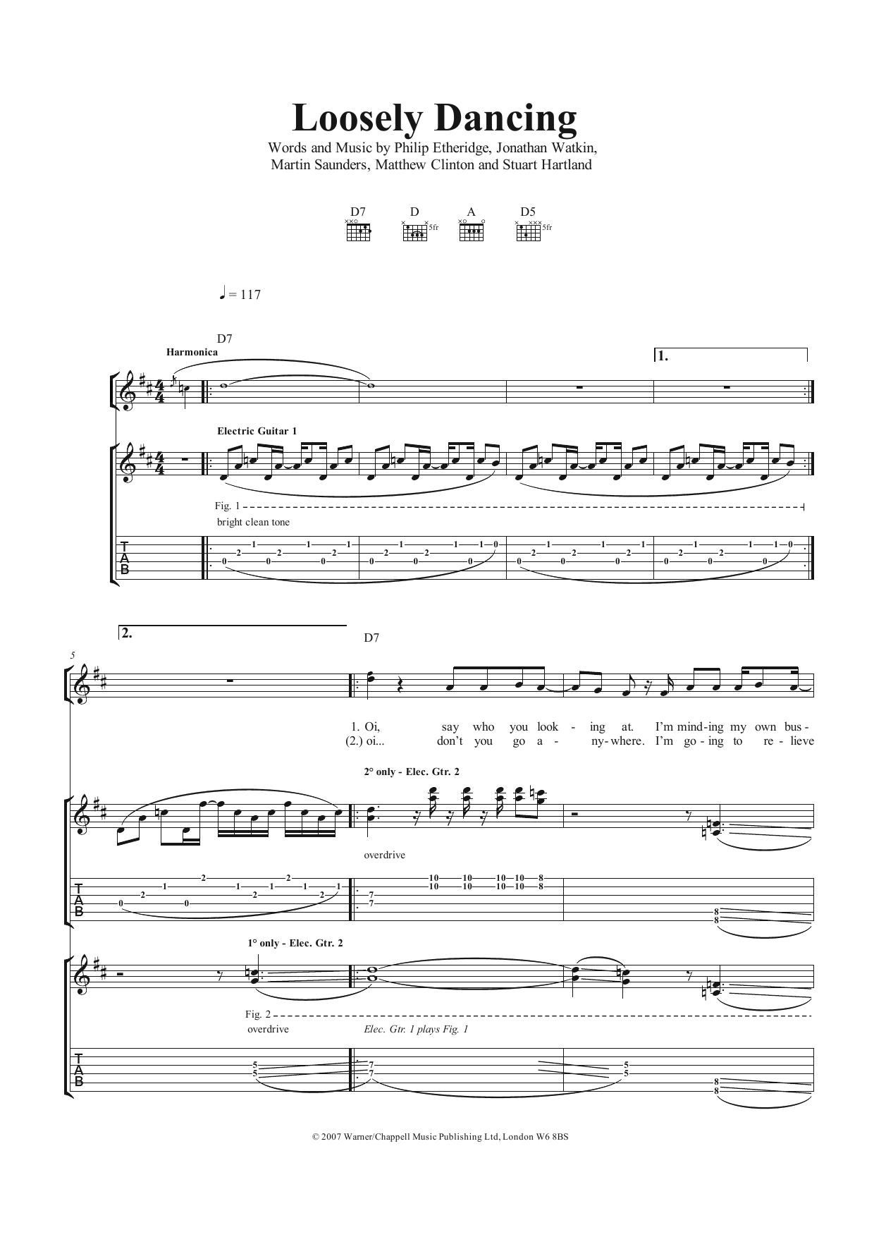 Download The Twang Loosely Dancing Sheet Music and learn how to play Guitar Tab PDF digital score in minutes