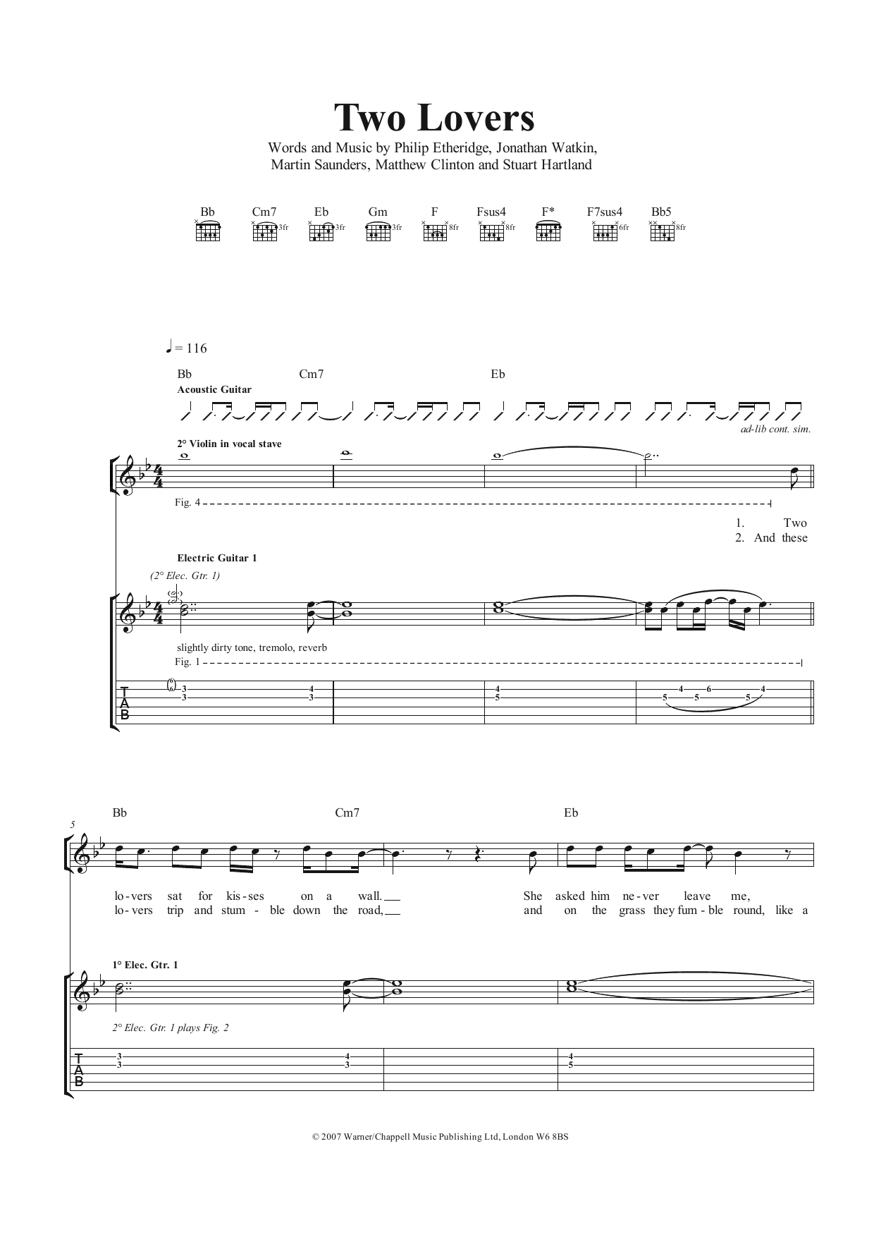 Download The Twang Two Lovers Sheet Music and learn how to play Guitar Tab PDF digital score in minutes