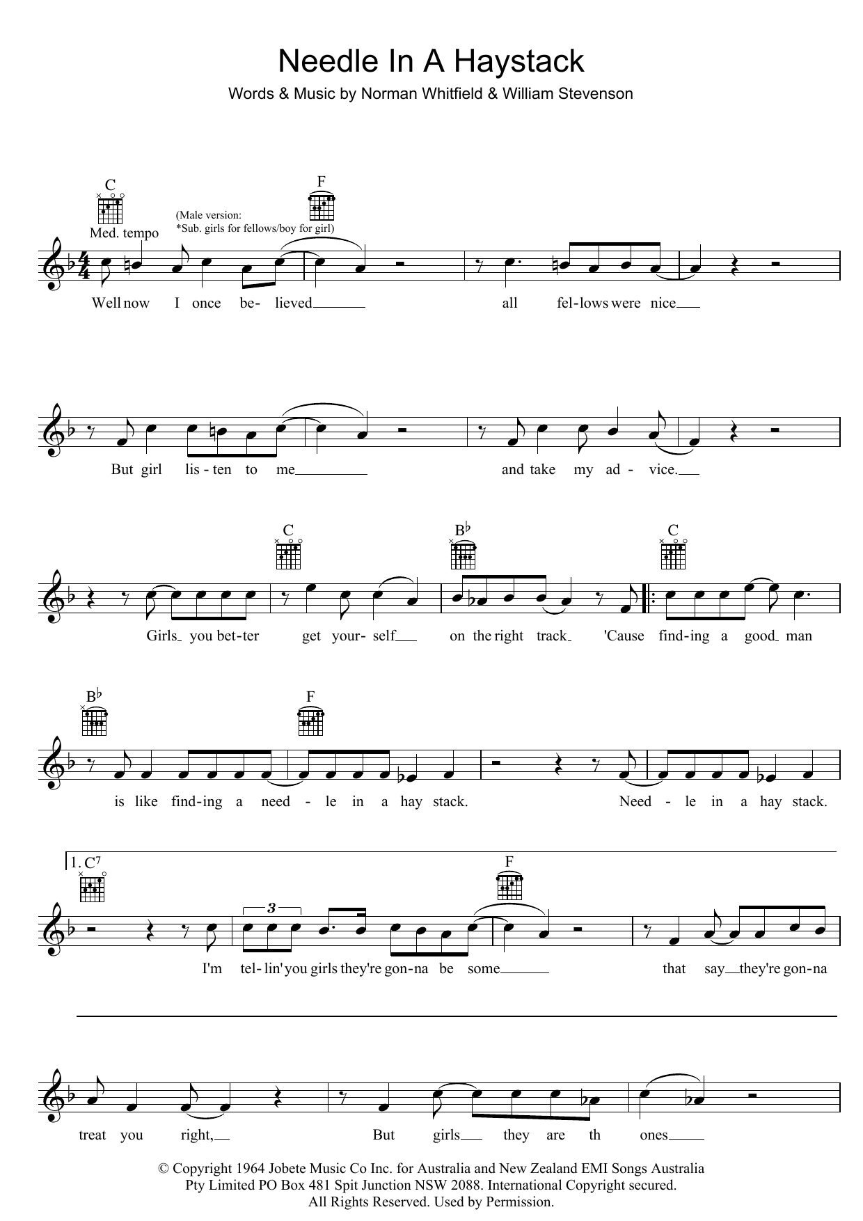 Download The Twilights Needle In A Haystack Sheet Music and learn how to play Melody Line, Lyrics & Chords PDF digital score in minutes