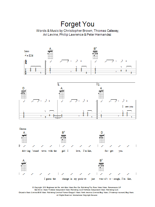 Download The Ukuleles Forget You Sheet Music and learn how to play Ukulele with strumming patterns PDF digital score in minutes