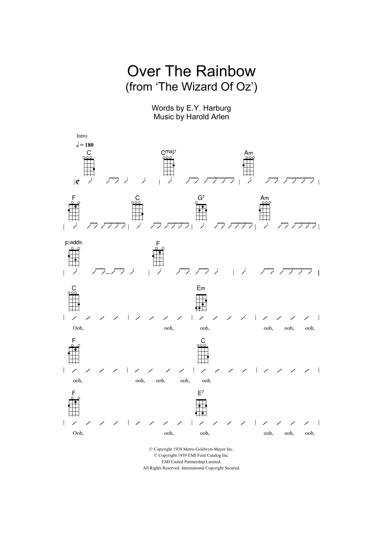 Download The Ukuleles Over The Rainbow (from 'The Wizard Of Oz') Sheet Music and learn how to play Ukulele with strumming patterns PDF digital score in minutes
