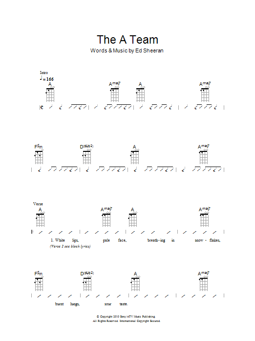 Download The Ukuleles The A Team Sheet Music and learn how to play Ukulele with strumming patterns PDF digital score in minutes