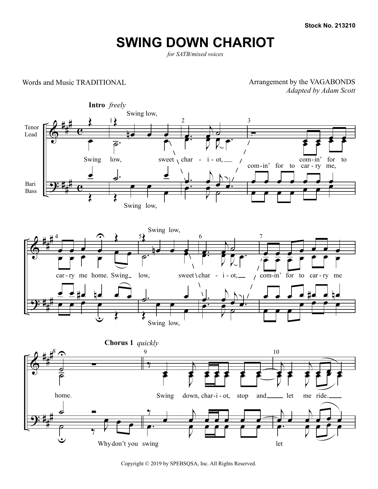 Download The Vagabonds Swing Down Chariot Sheet Music and learn how to play SSA Choir PDF digital score in minutes