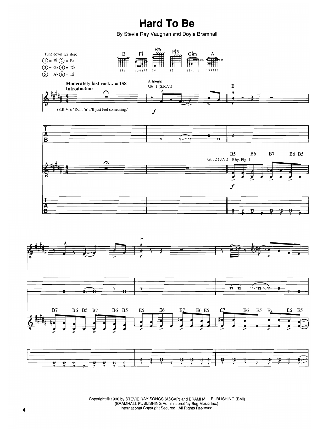 Download The Vaughan Brothers Hard To Be Sheet Music and learn how to play Guitar Tab PDF digital score in minutes