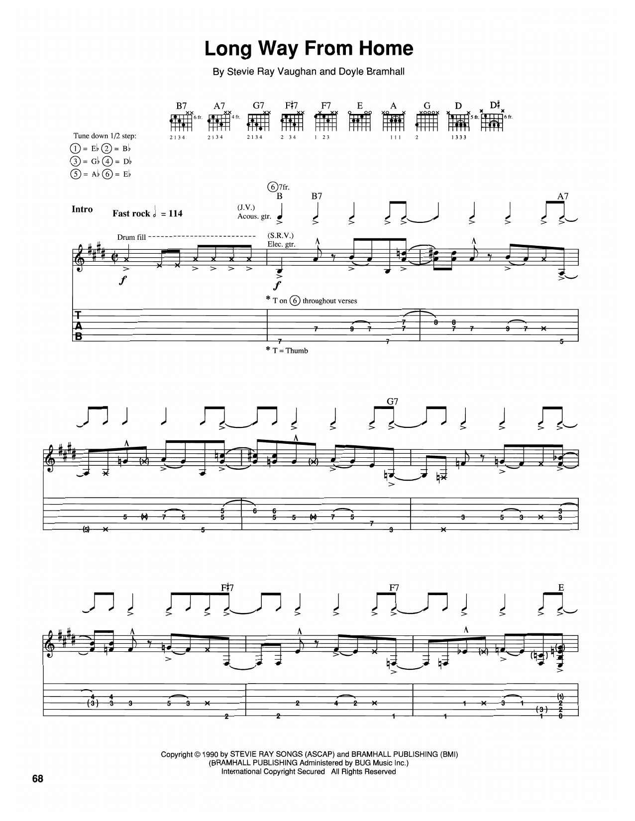Download The Vaughan Brothers Long Way From Home Sheet Music and learn how to play Guitar Tab PDF digital score in minutes