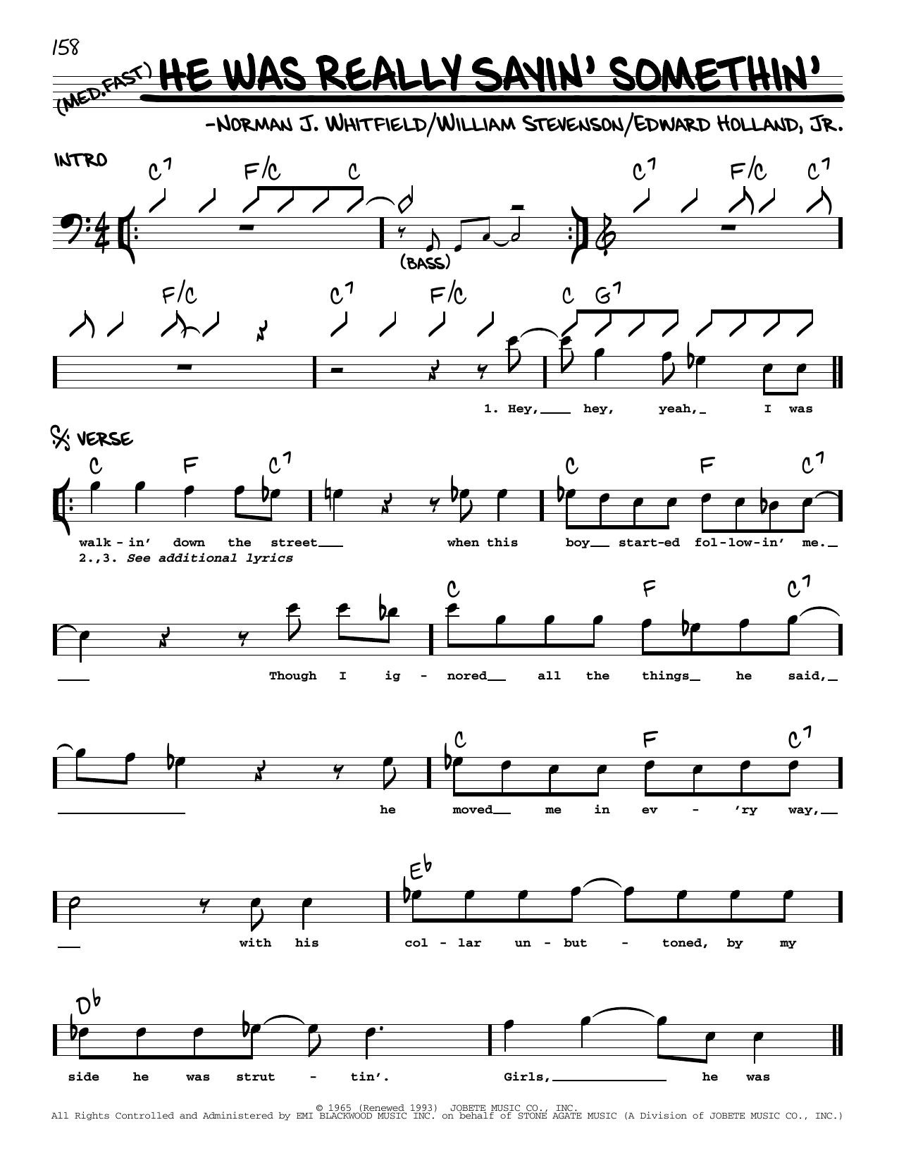 Download The Velvelettes He Was Really Sayin' Somethin' Sheet Music and learn how to play Real Book – Melody & Chords PDF digital score in minutes